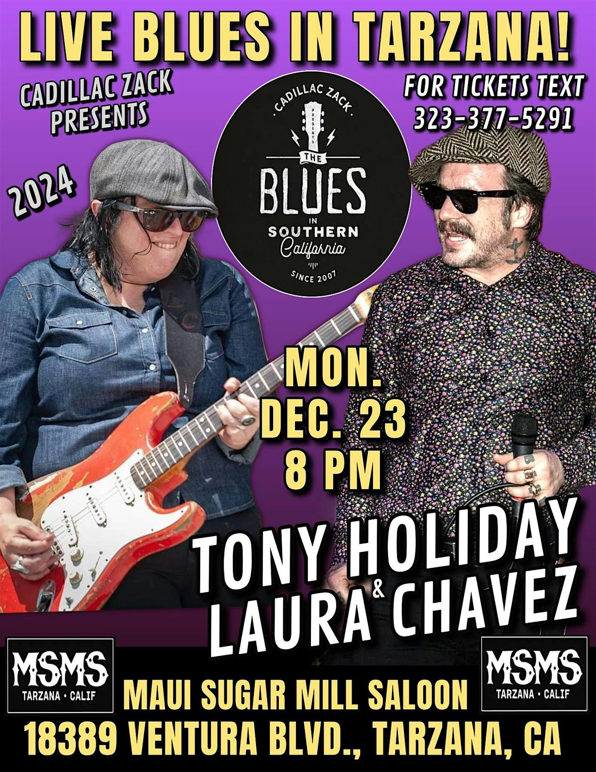 TONY HOLIDAY & LAURA CHAVEZ BAND - Blues Harp & Guitar Greats - in Tarzana!