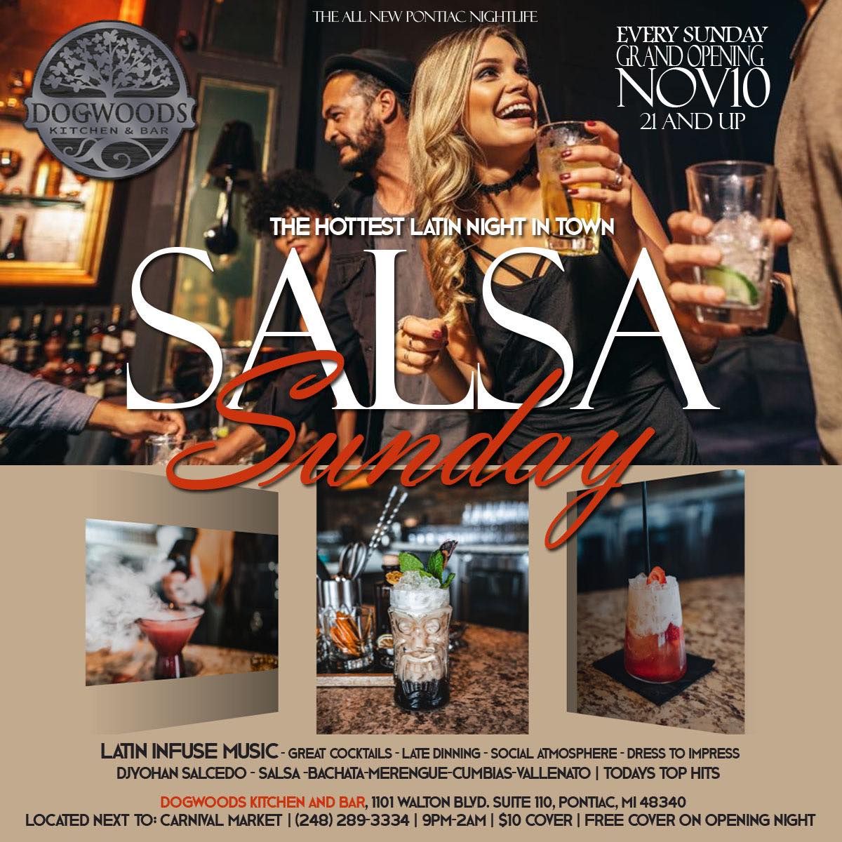 \ud83d\udea8 Salsa Sunday | Pontiac, Michigan | Dogwoods Kitchen and Bar \ud83e\udd17