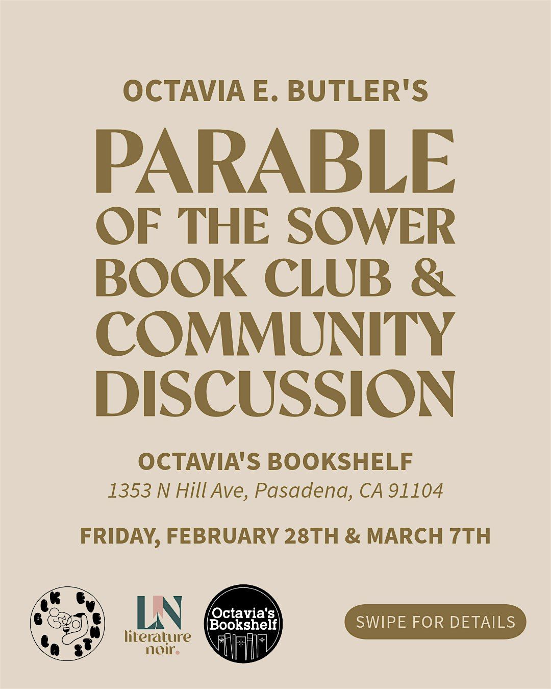 BLK Events LA & Friends: Parable of the Sower Book Club & Discussion