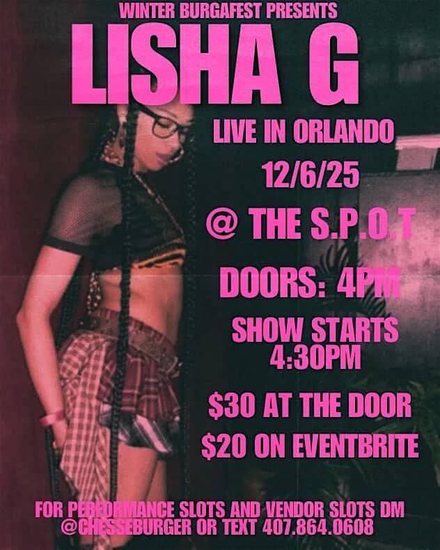 Lisha G Performing live in orlando December 6th @ the spot