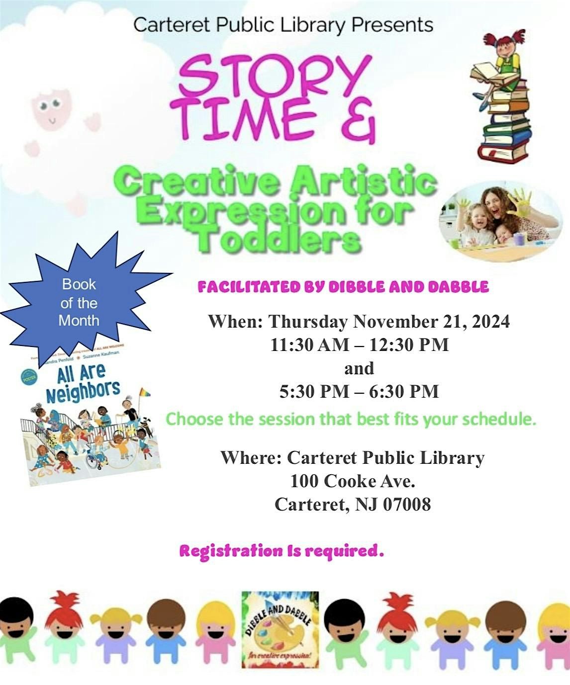 Morning Session: Storytime and Artistic Creative Expression for Toddlers