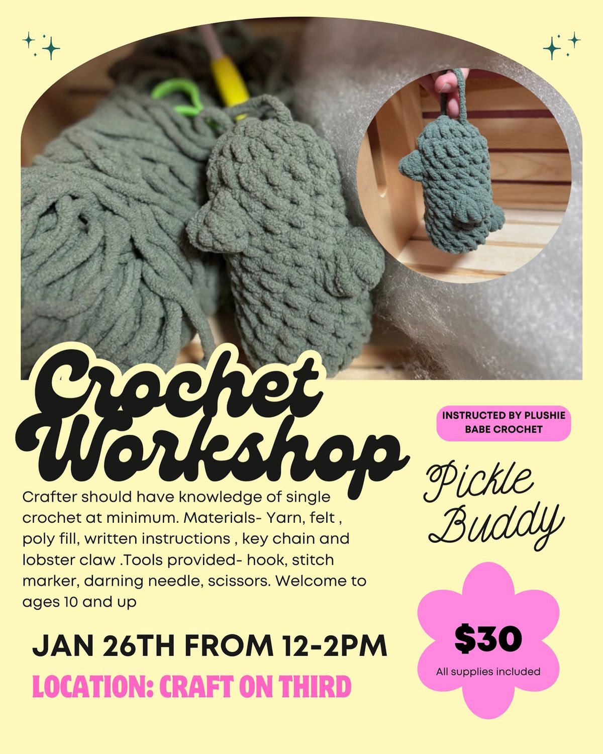 Beginners Crochet Workshop 1\/26 at 12pm