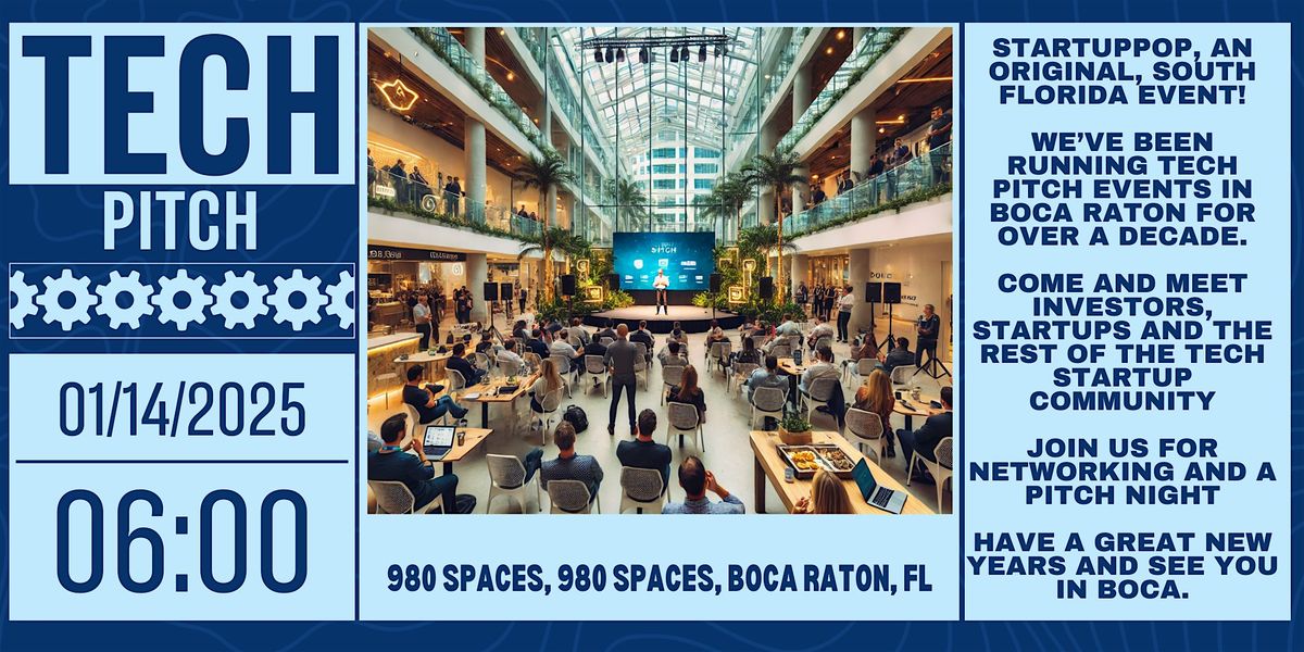 South Florida Startup Networking Event, Tuesday, Jan 14, 2025 at 980 Spaces