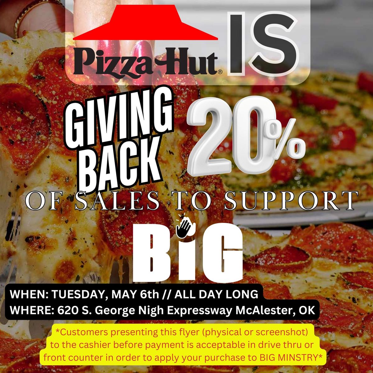 Fundraiser at Pizza-Hut To Support BiG Ministry