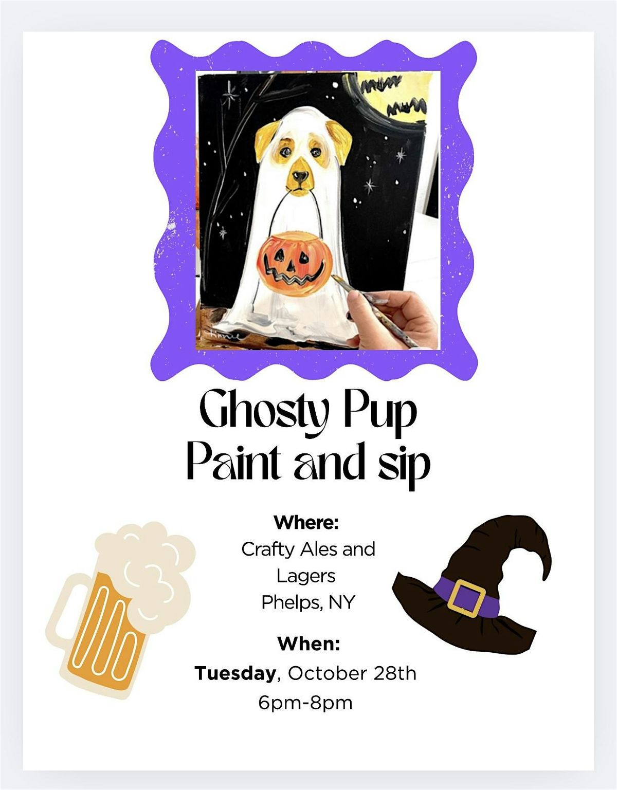 Ghosty pup (or kitty) Paint and Sip