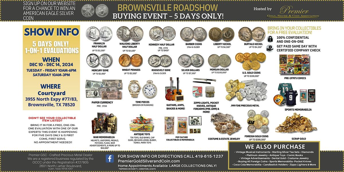 Brownsville, TX ROADSHOW: Free 5-Day Only Buying Event!