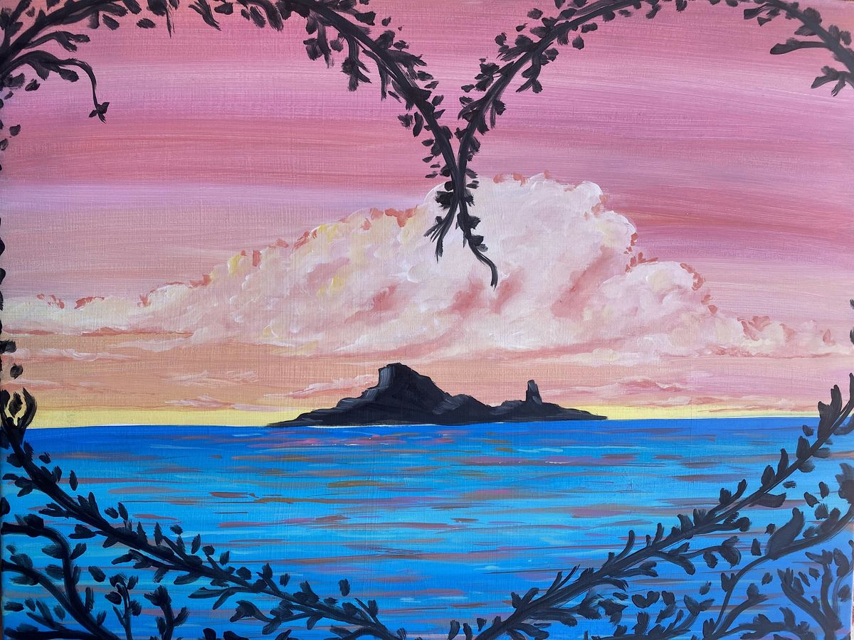 Island Love paint and sip night in Costa Mesa! Valentines celebration!