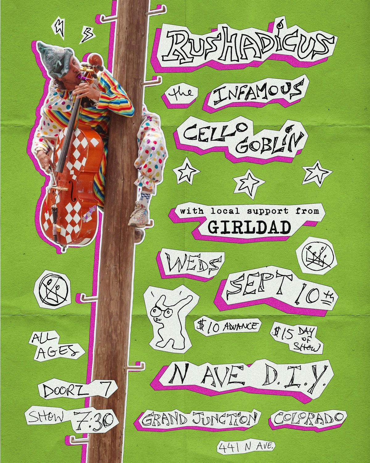 Rushadicus (The Infamous Cello Goblin), & Girldad @ N. Ave DIY
