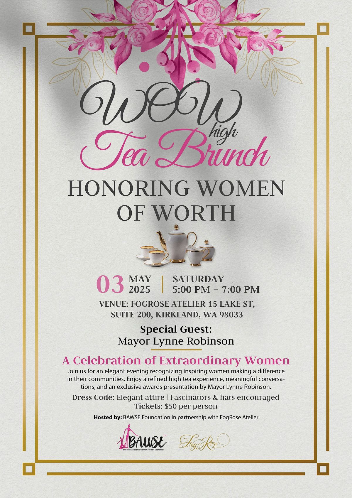 WOW High Tea: Celebrating Women of Worth