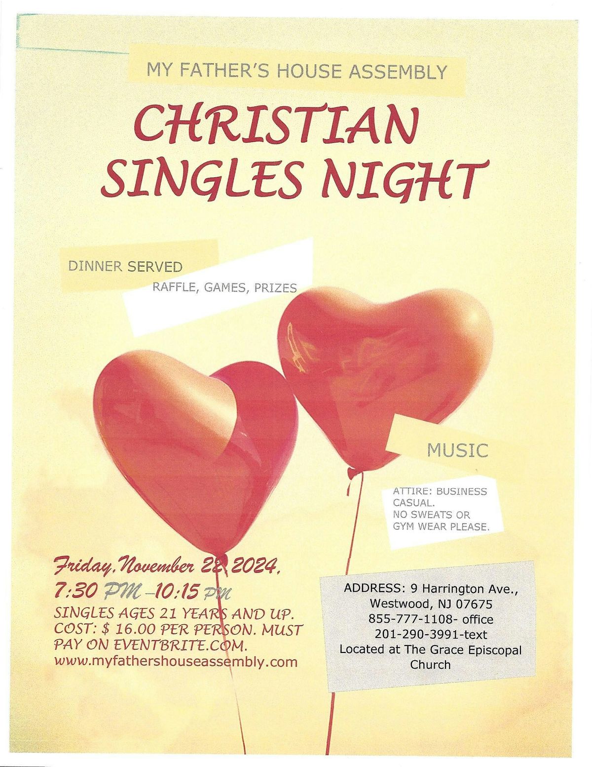 My Father's House Assembly Christian Singles Night Event