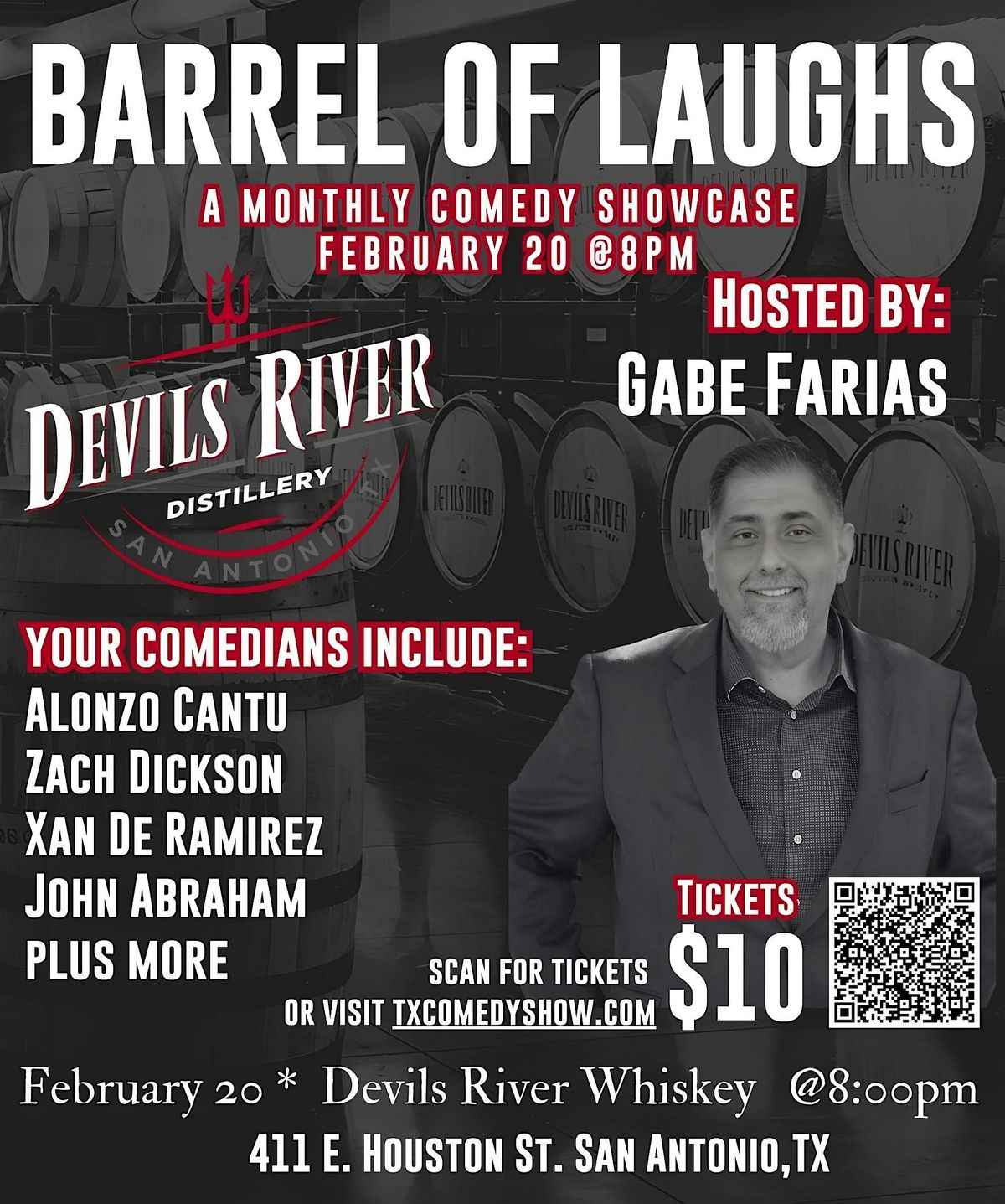 Barrel of Laughs at Devils River Whiskey February Comedy Showcase