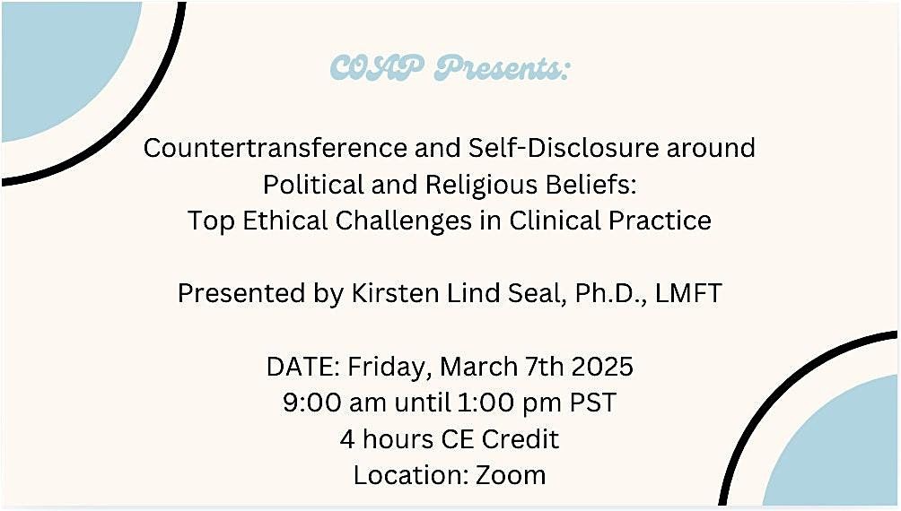 Countertransference and Self-Disclosure around  Politics and Religion