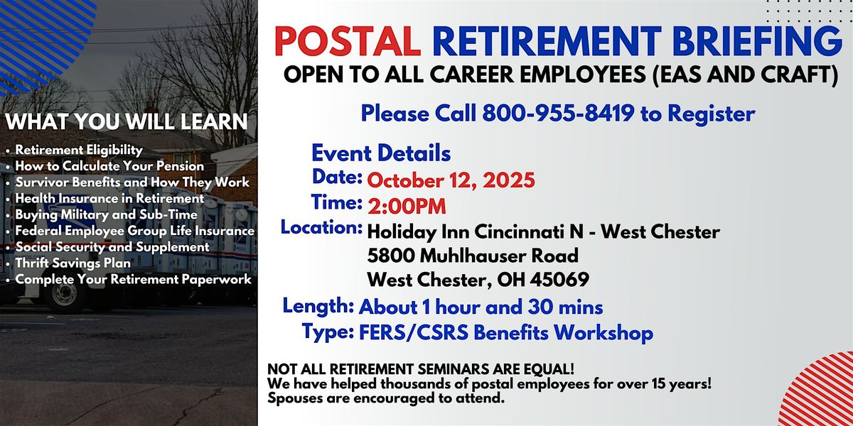 Postal Retirement Seminar West Chester - 10\/12\/25