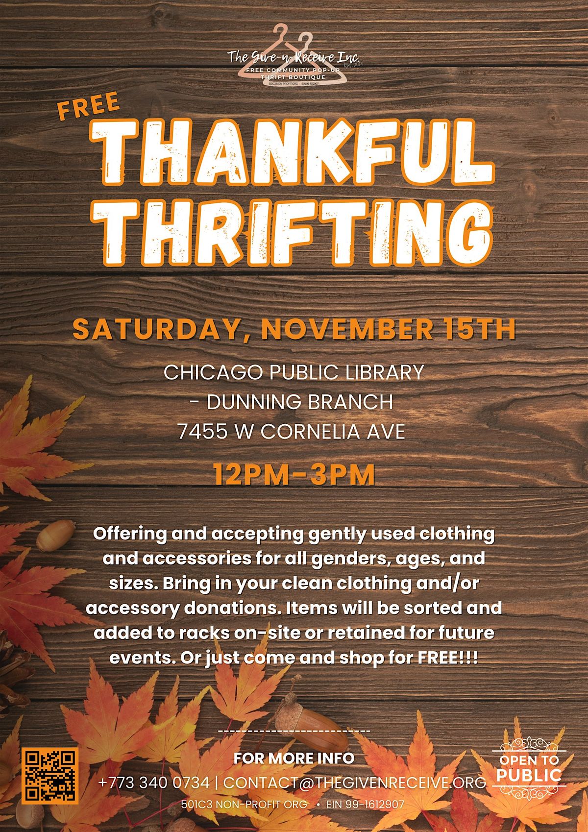 FREE Thankful Thrift - Community Pop-up Boutique