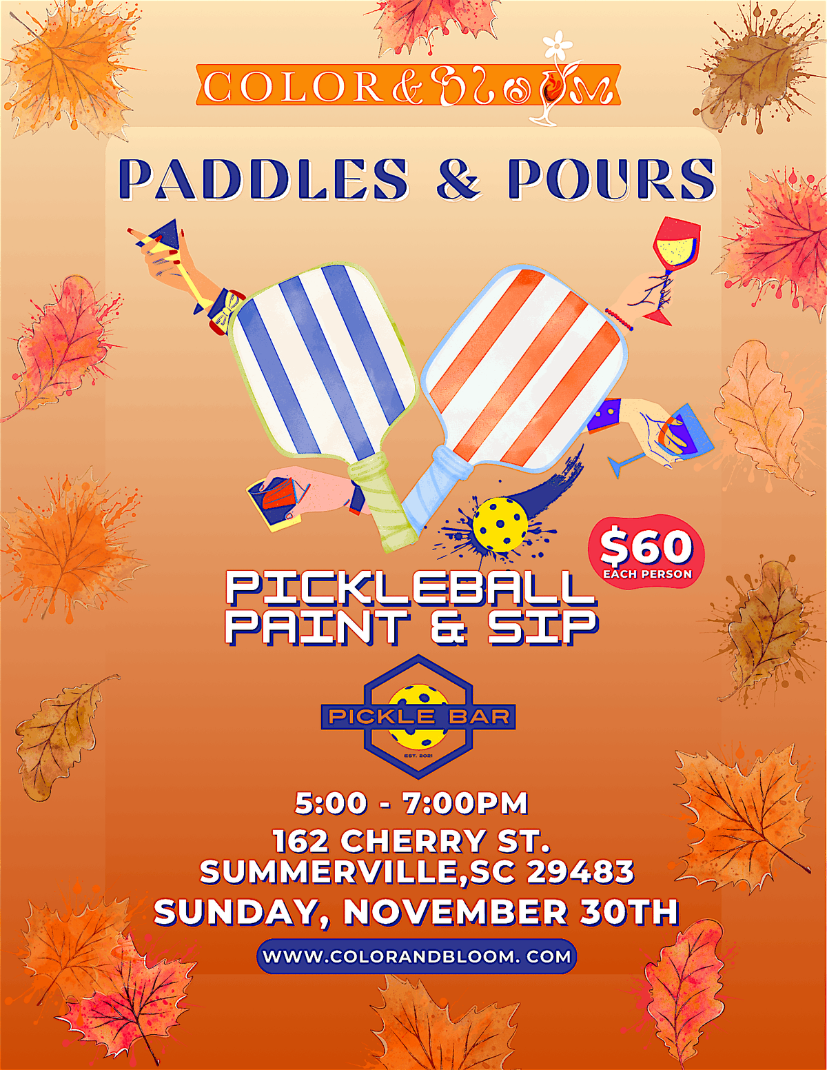 Paddles and Pours: Paddle  Board Sip and Paint | 1h Pickleball