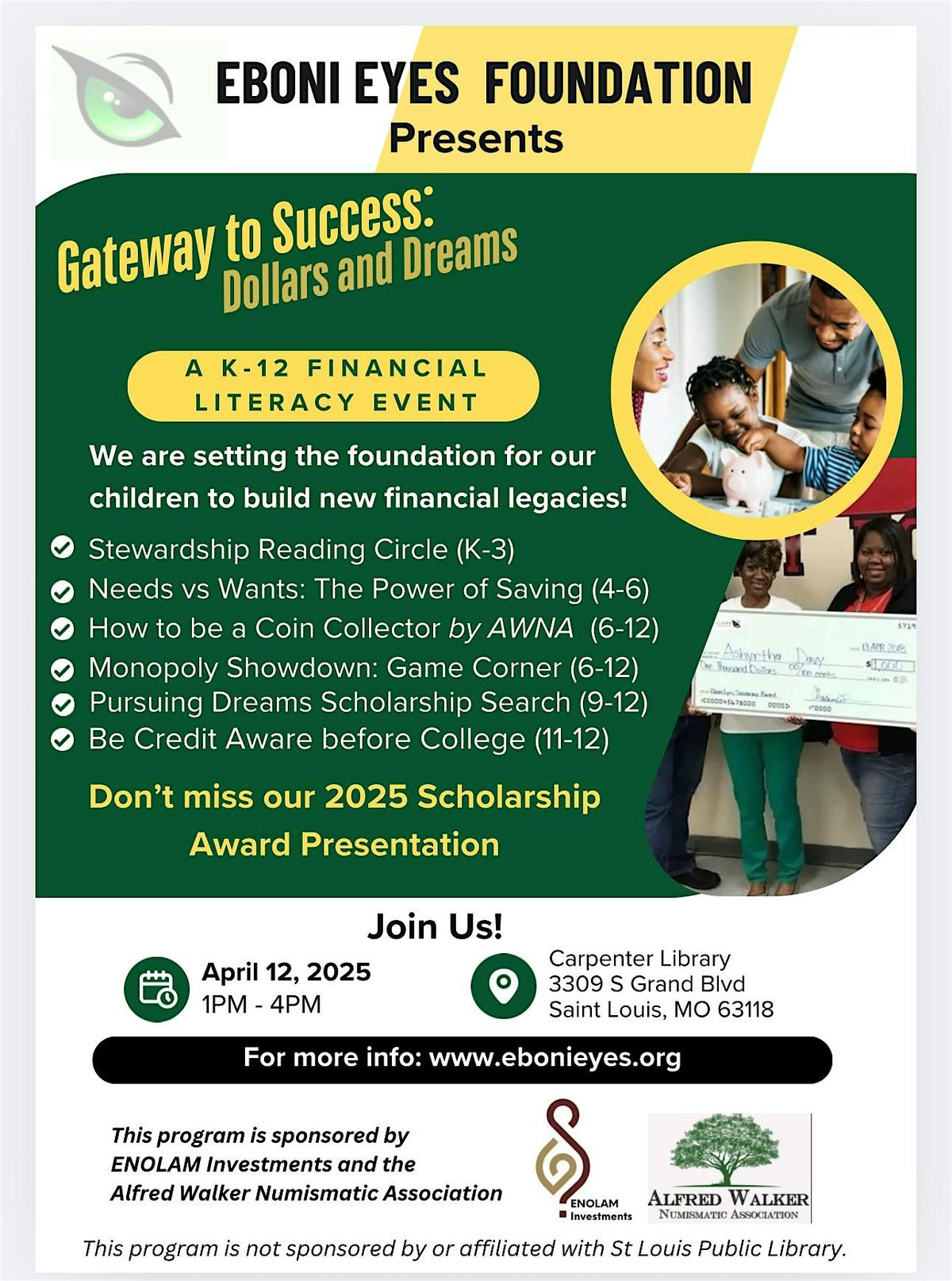 Dollars & Dreams Financial Literacy Event and Scholarship Presentation