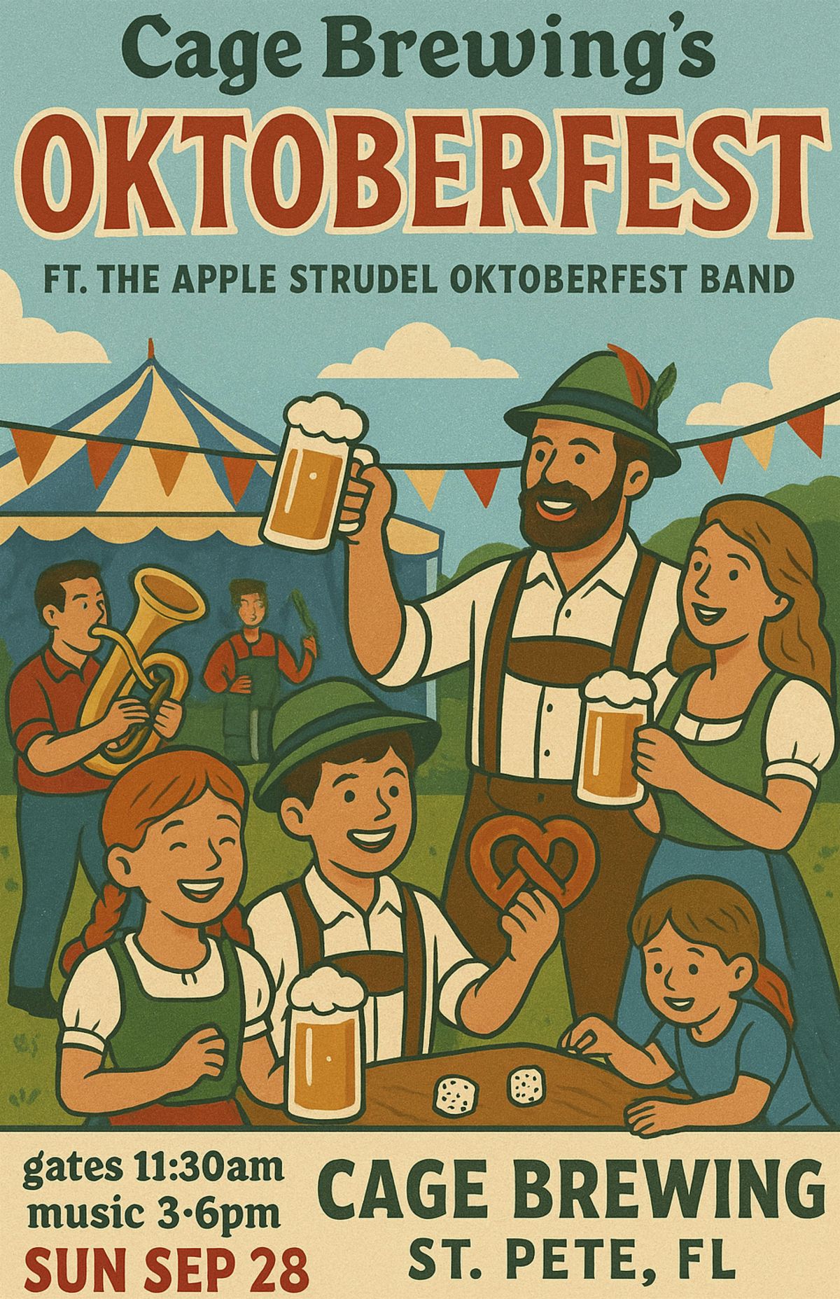 FREE: Cage Brewing OKTOBERFEST ft.Apple Strudel Oktoberfest Band|SUN SEP 28