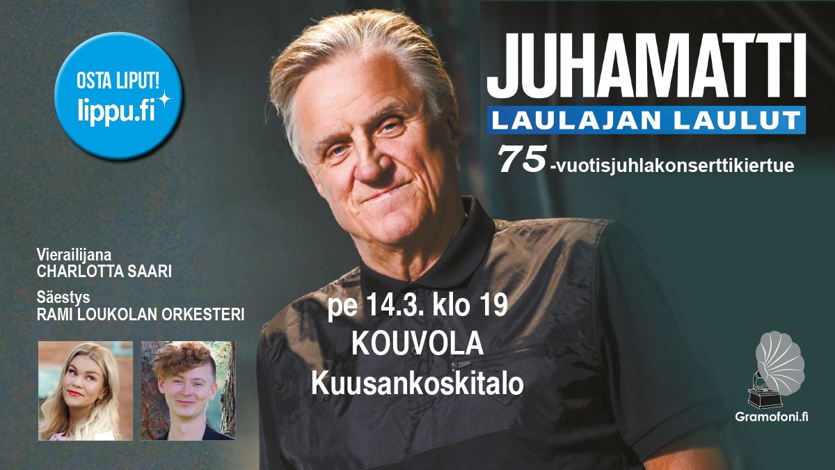 Kouvola, Kuusankoskitalo pe 14.3.25 Juhamatti Laulajan laulut -konsertti