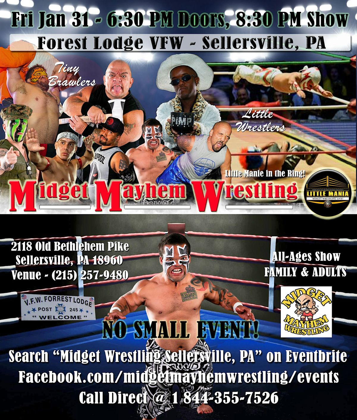 Midget Mayhem Wrestling Rips Through the Ring! Sellersville PA (All-Ages)