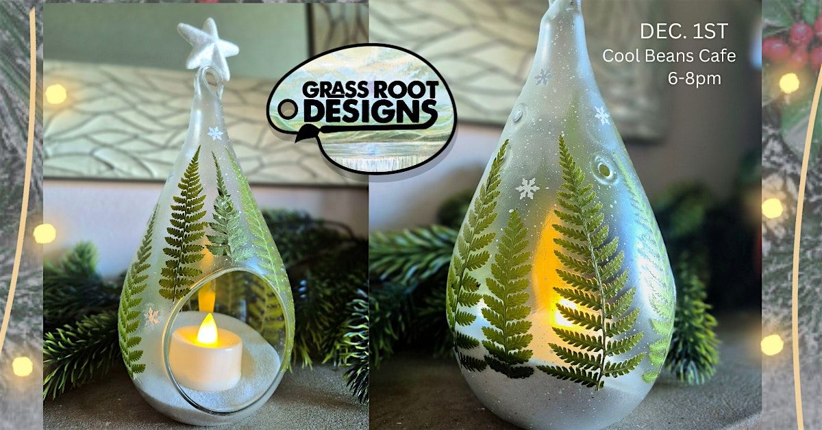 Pressed Fern Winter Flickering Lantern | Cool Beans Cafe