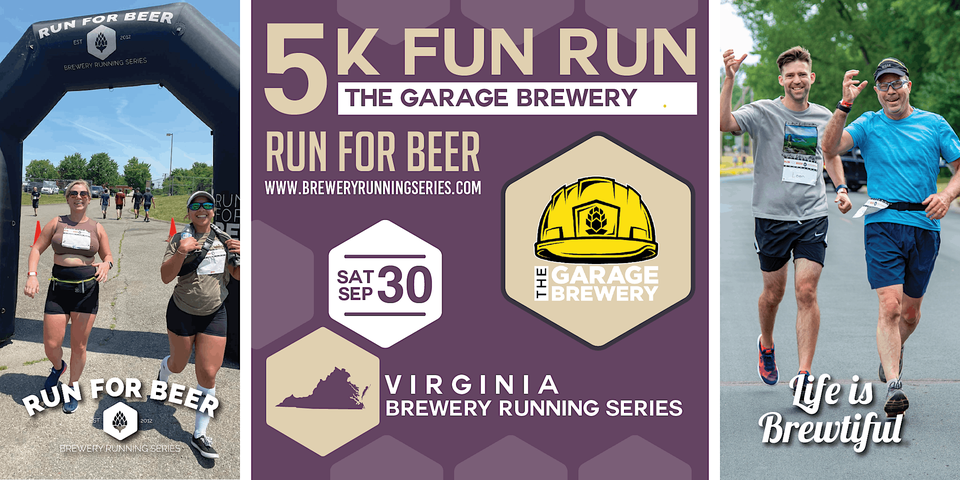 5k Beer Run x The Garage Brewery | 2023 VA Brewery Running Series