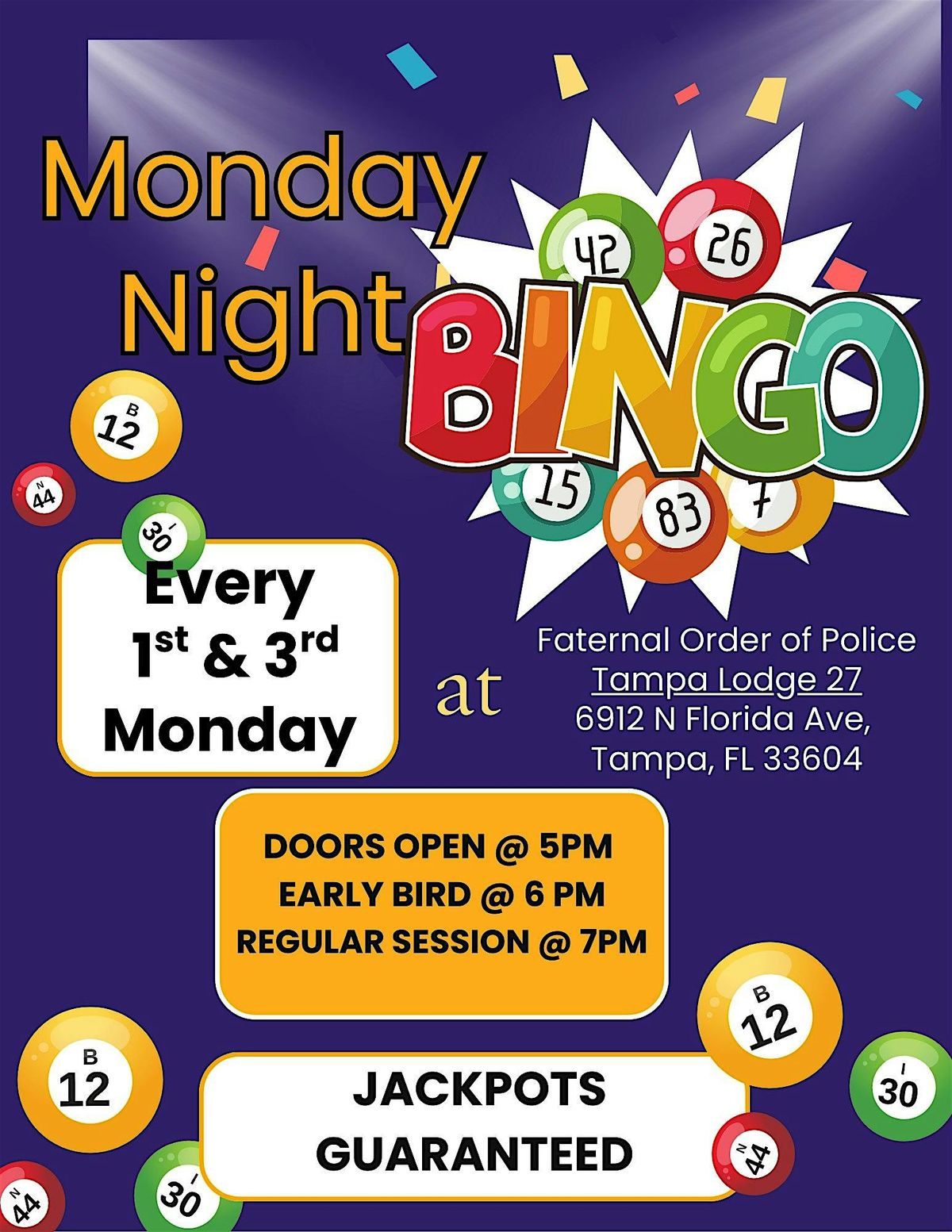 Bingo Every 1st Moday of the Month