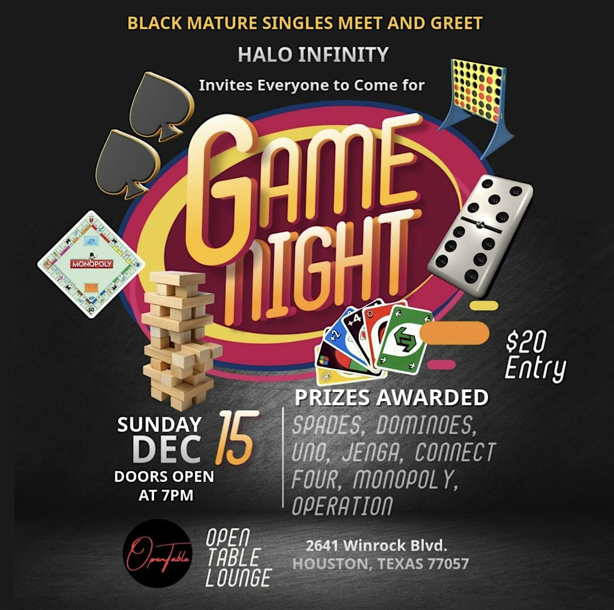 Halo Infinity presents GAME NIGHT hosting Black Mature Singles Meet\/Greet