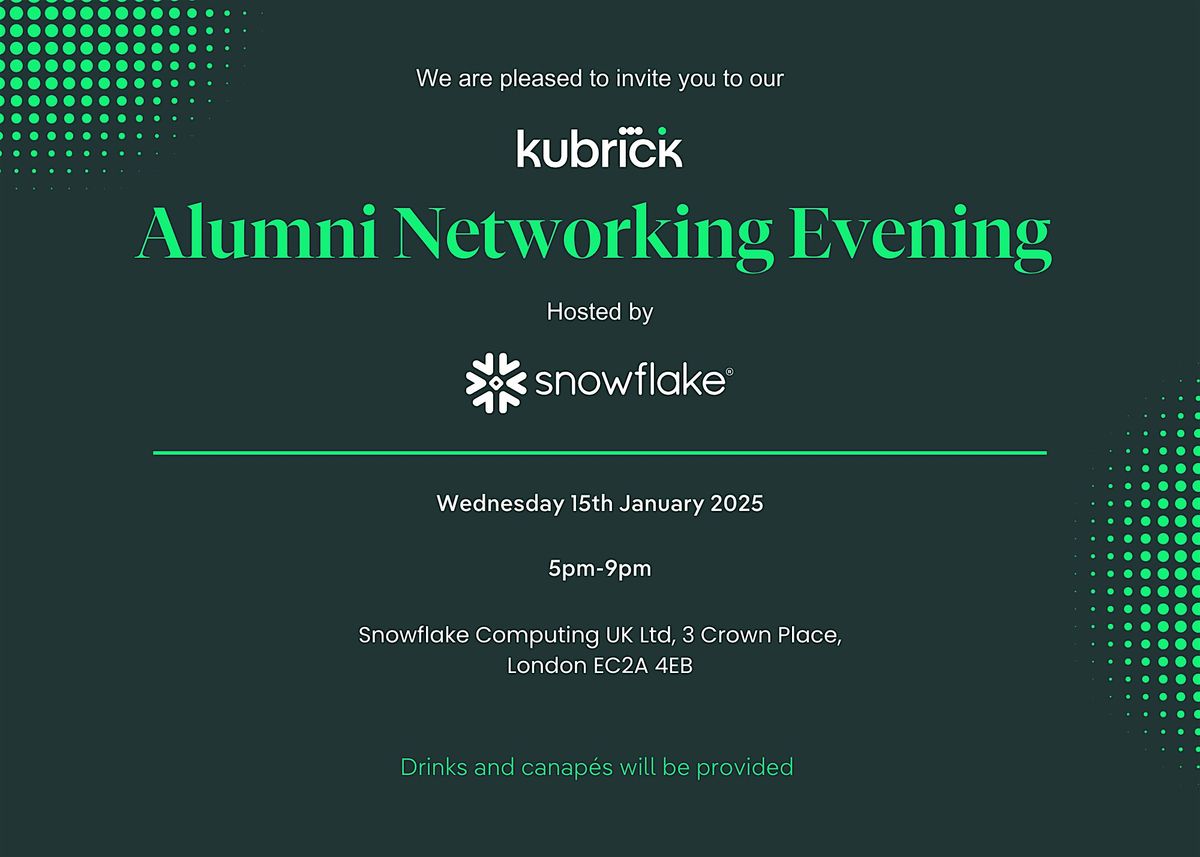 Kubrick Alumni networking evening hosted by Snowflake