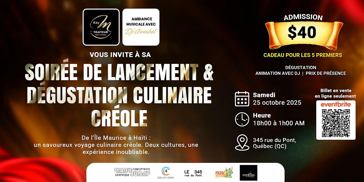 Soir\u00e9e de lancement - Traiteur cr\u00e9ole \u00e0 Qu\u00e9bec