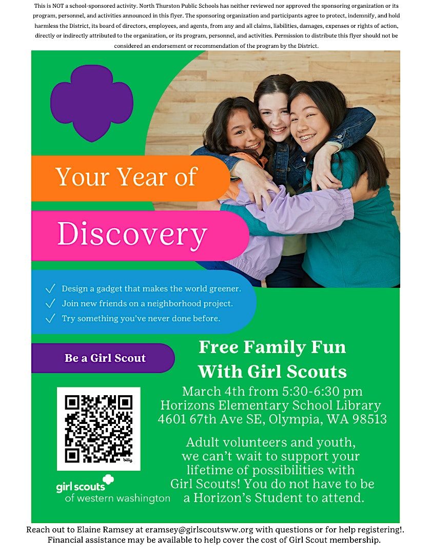 Free Family Fun with Girl Scouts in Lacey at Horizons