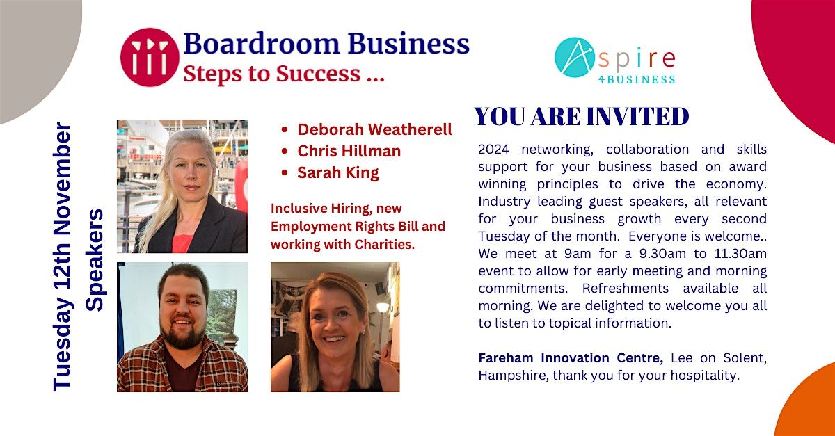 Boardroom Business with Chris Hillman, Deborah Weatherell, Sarah King