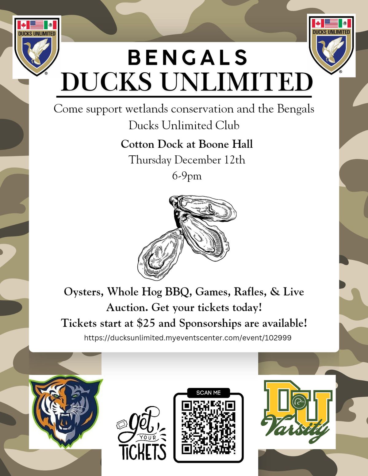 1st Annual Bengals Ducks Unlimited Oyster Roast