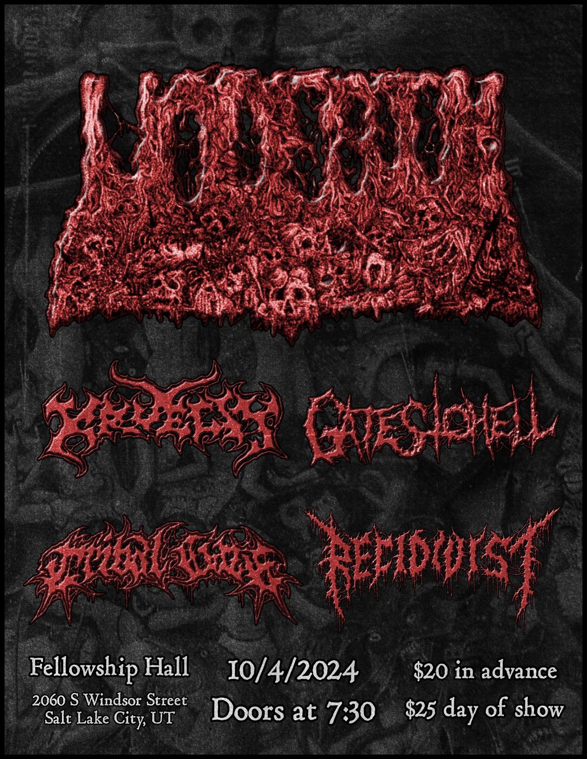 Undeath \/ Kruelty \/ Gates To Hell \/ Tribal Gaze \/ Recidivist