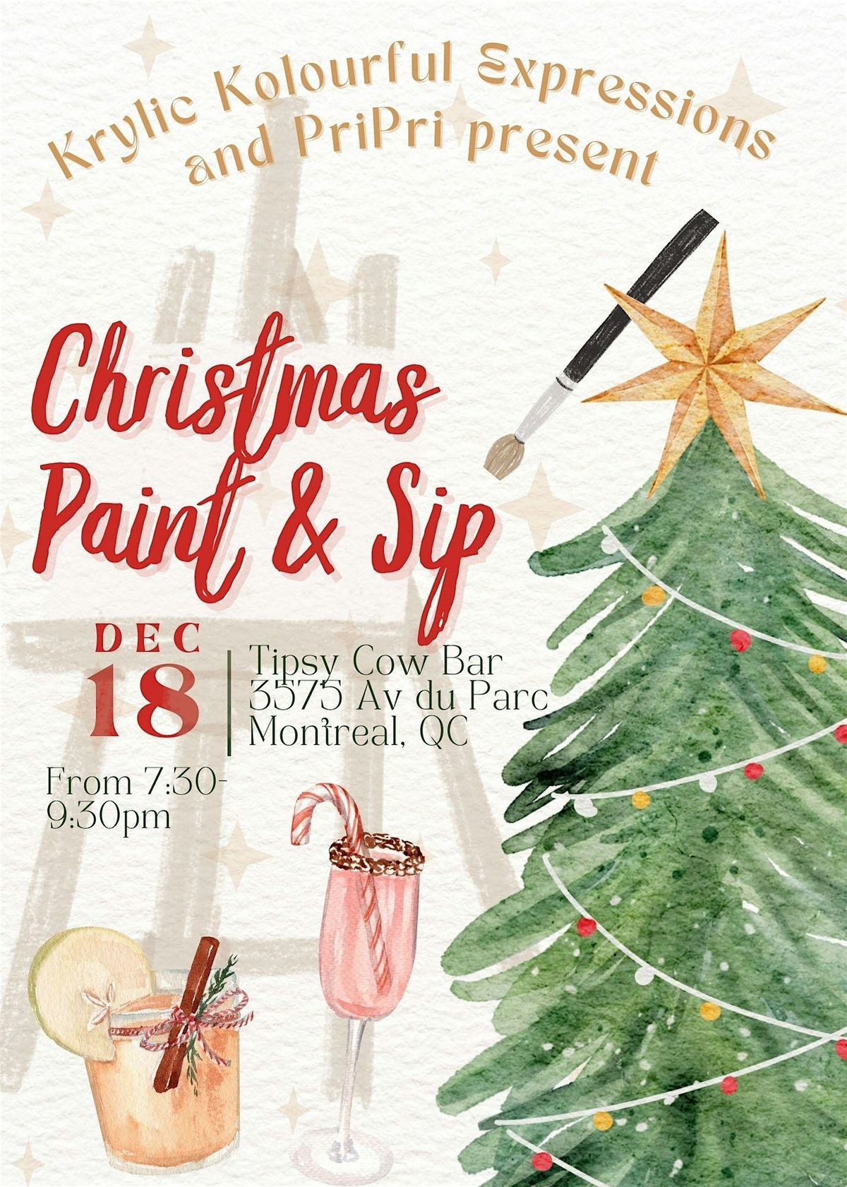 Christmas Paint & Sip with Krylic Kolourful Expression & PriPri