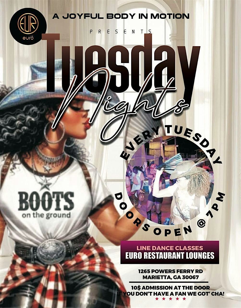 Line Dancing BOOTS on The Ground Every Tuesday @ Euro Atlanta