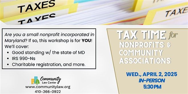 Tax Time for Small Nonprofits and Community Associations