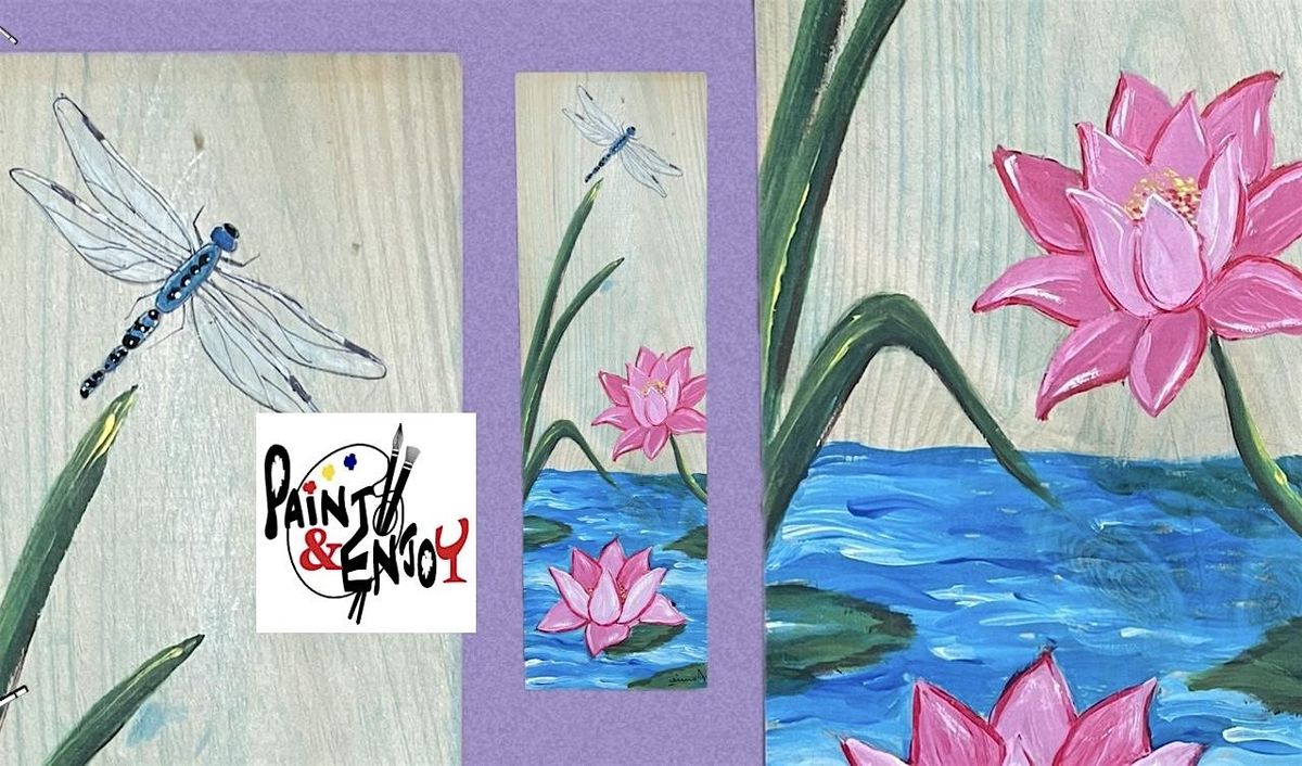 Paint and Enjoy at Lincolnway Flower Shop \u201cWater Lily\u201c on wood