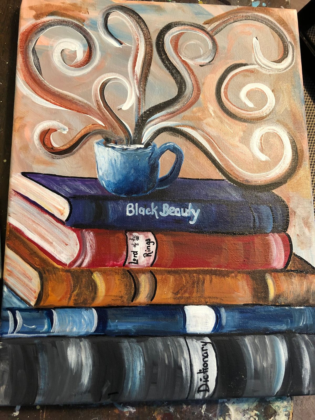 coffee and books paint 