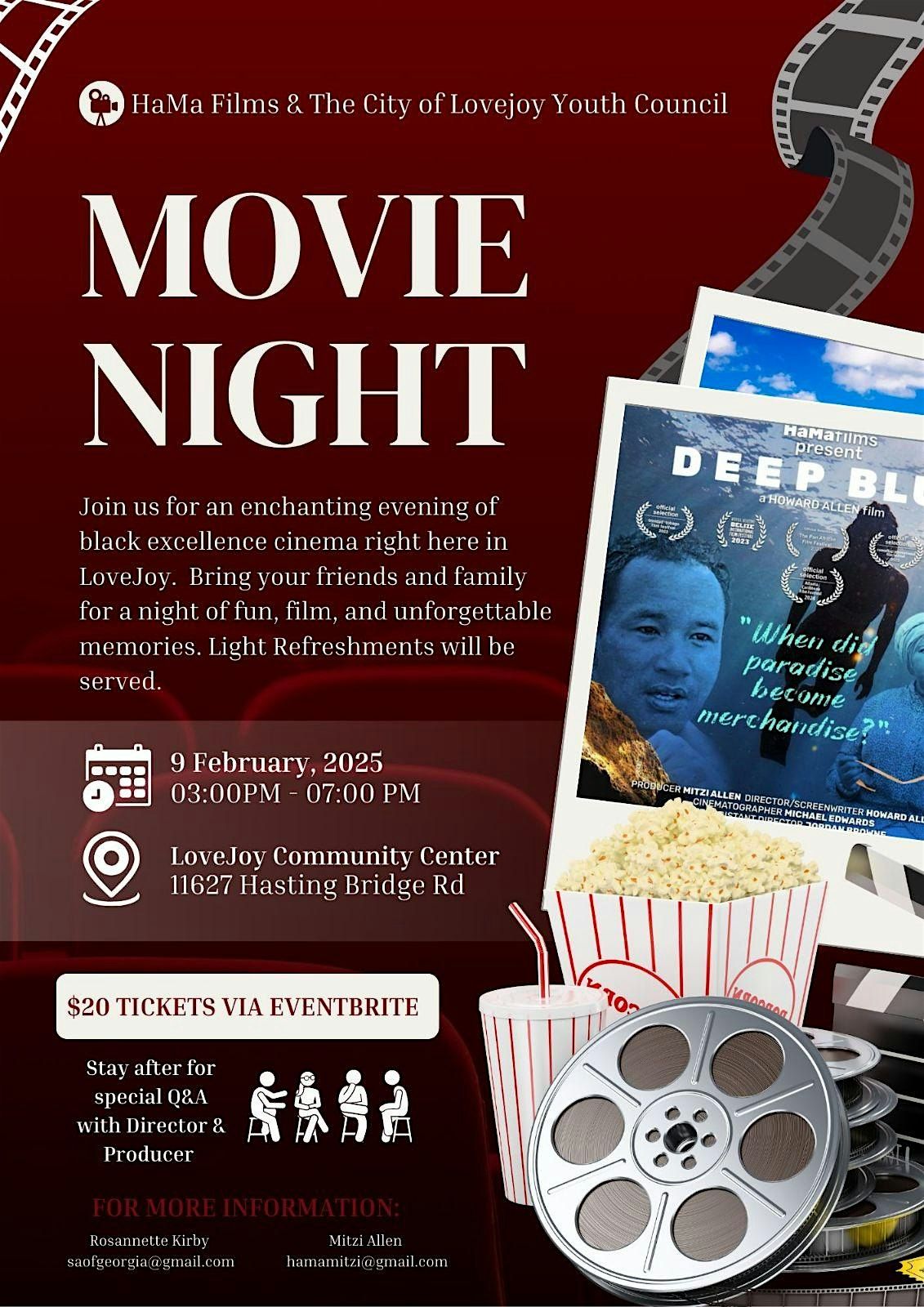 HaMa Films Present "Deep Blue". Hosted by the City of Lovejoy Youth Council