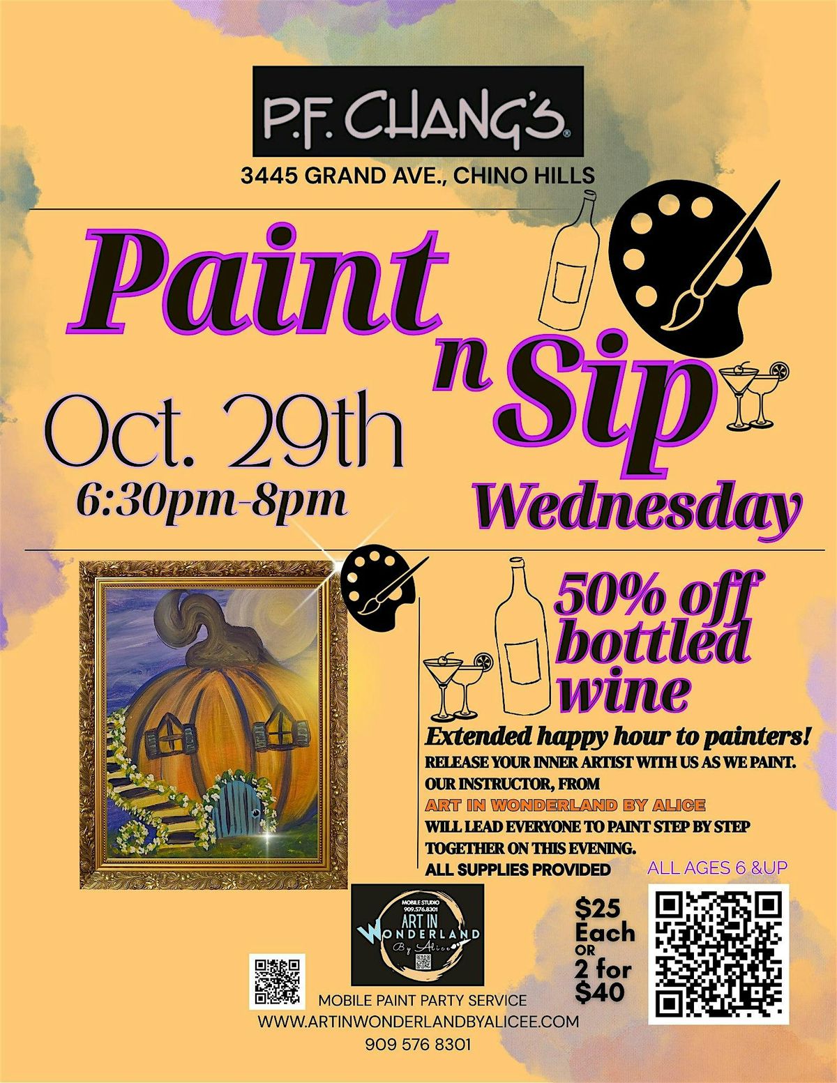 Paint n Sip!! Wednesday Wine at PF Chang!! Chino Hills The Shoppes!!