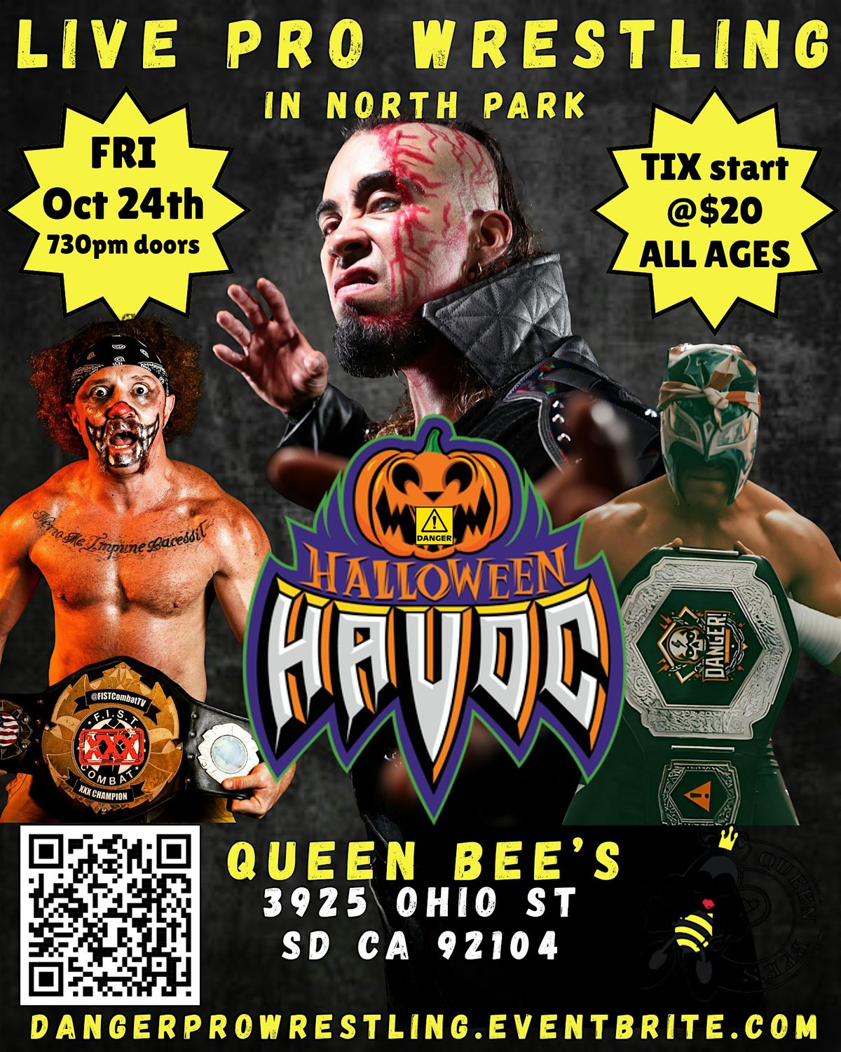 LIVE PRO WRESTLING @ Queen Bee's North Park *all ages