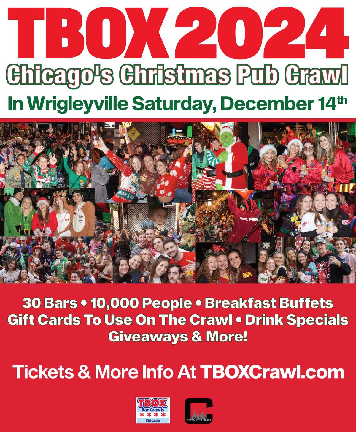 TBOX 2024 - Festa's 28th Annual Original 12 BARS OF XMAS Wrigleyville Chicago Christmas Pub Crawl