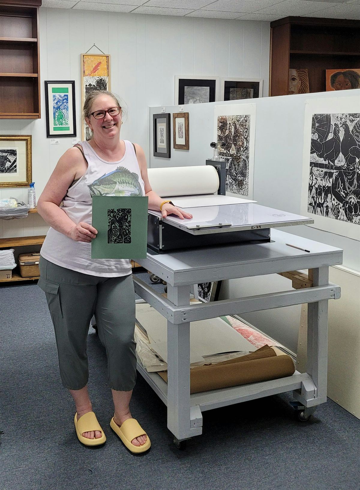 Linocut Printmaking With a Conrad E-24 Press