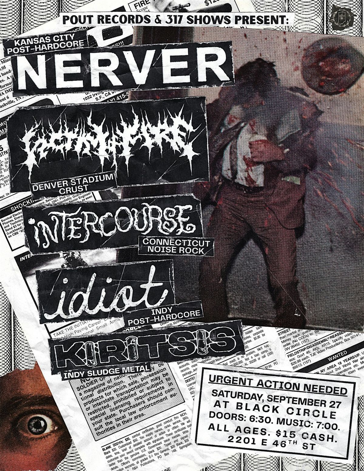 NERVER \/ VICTIM OF FIRE \/ INTERCOURSE \/ IDIOT \/ KIRITSIS @ BLACK CIRCLE