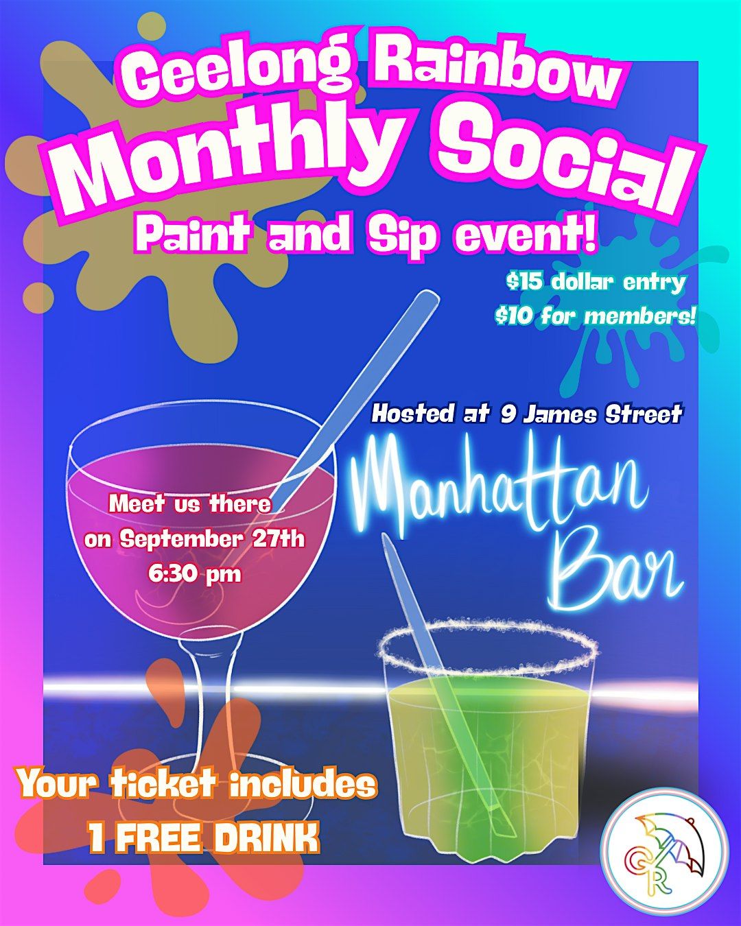 Geelong Monthly Social - Paint and Sip at Manhattan Bar