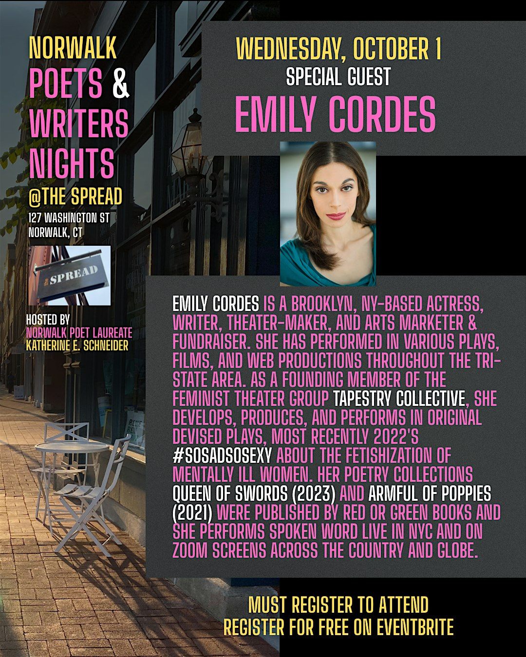 Norwalk Poets & Writers Night \u2013 Featuring Poet Emily Cordes