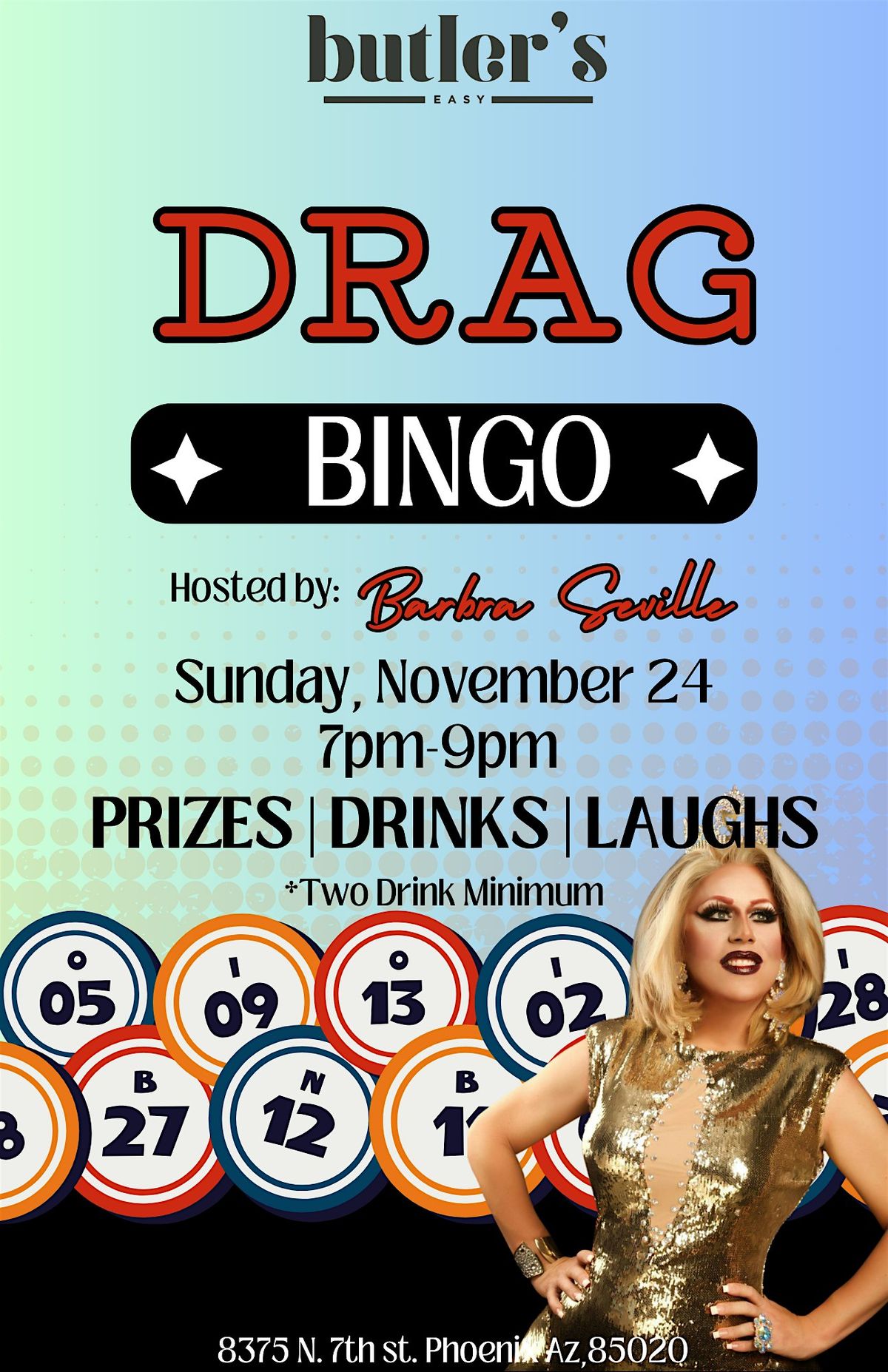 Drag Bingo at Butler's Easy feat. Barbra Seville