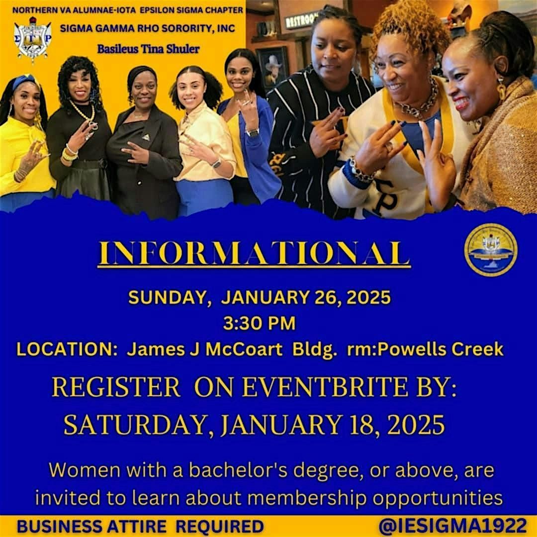 Sigma Gamma Rho Sorority, Inc. Iota Epsilon Sigma-Informational Meeting