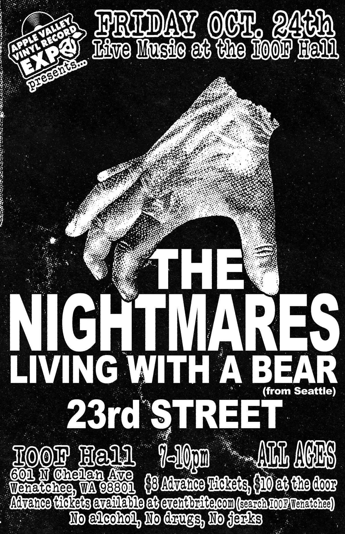 Live Music (all ages) The Nightmares, Living With A Bear and  23rd Street