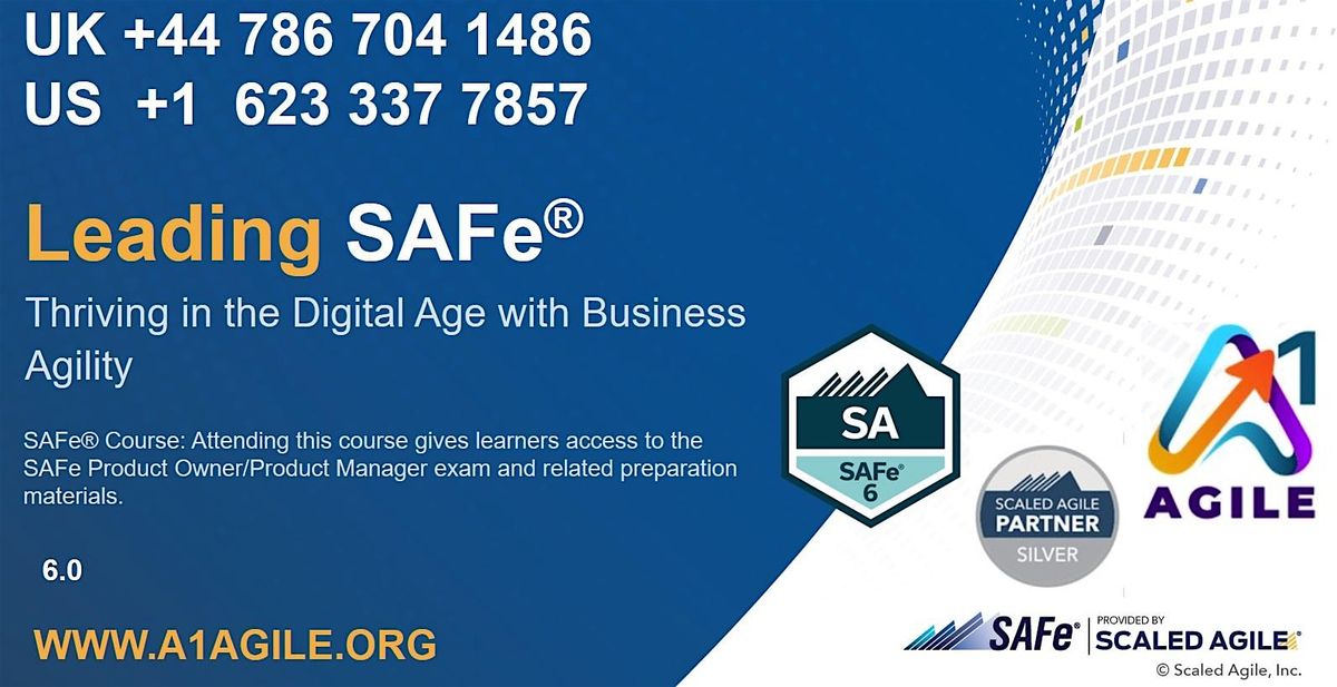 Leading SAFe\/SAFe Agilist, SAFe 6 Certification,Remote Training  26\/27DA